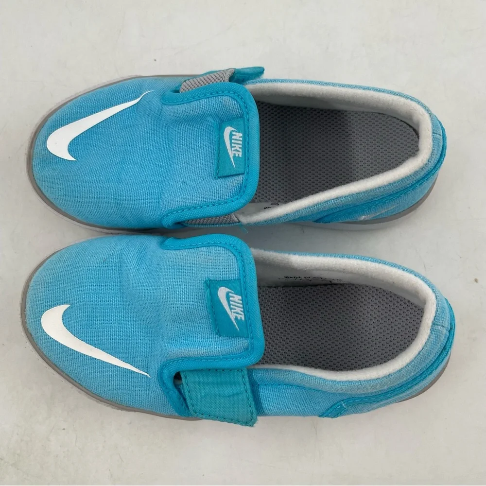Nike Toddlers Kids Toki Slip-on Canvas Sail Blue White Sneakers Shoes - Size 10C